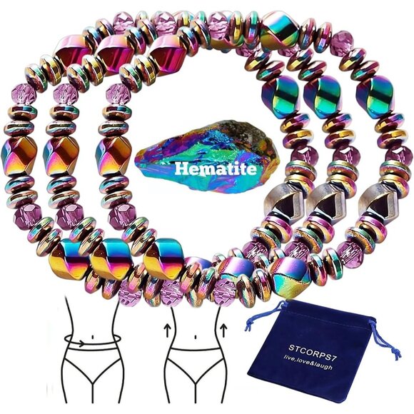 Multicolor Adjustable Hematite Bracelet - Stylish Relief for Arthritis & Anxiety - Picture 1 of 9